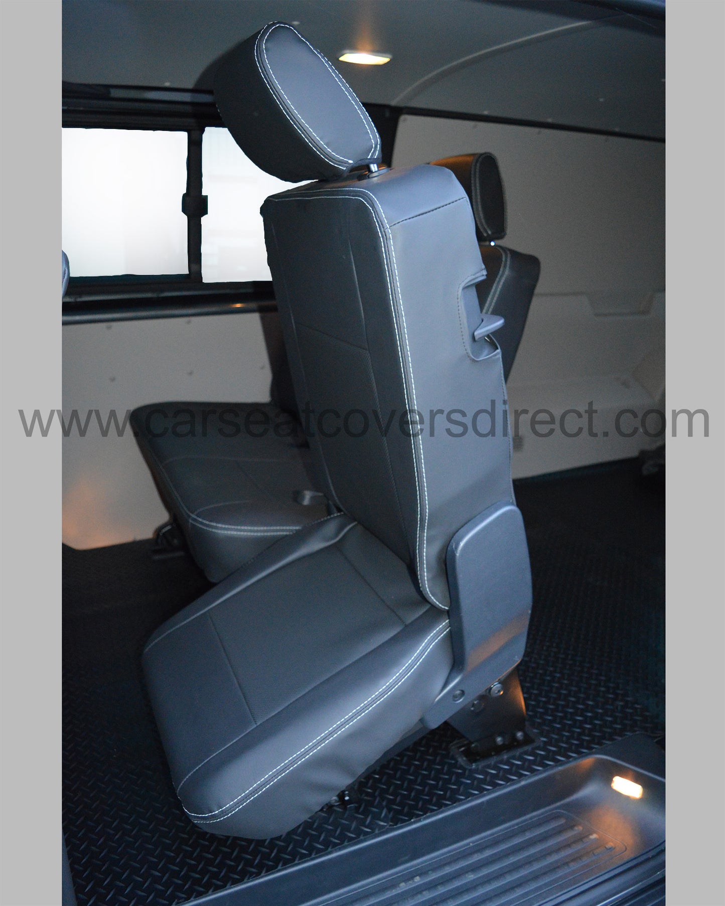 Volkswagen VW Transporter T6 Kombi Seat Covers - Charcoal PVC with Fabri and Logos
