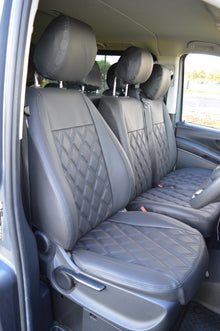 Mercedes Vito W447 Seat Covers - Charcoal Diamond Quilted (2014–Present)