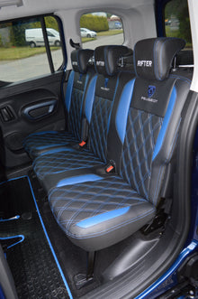 Citroën Berlingo Multispace Seat Covers (2008+) | 5 Seater | Black & Blue Leatherette | Custom Made to Order