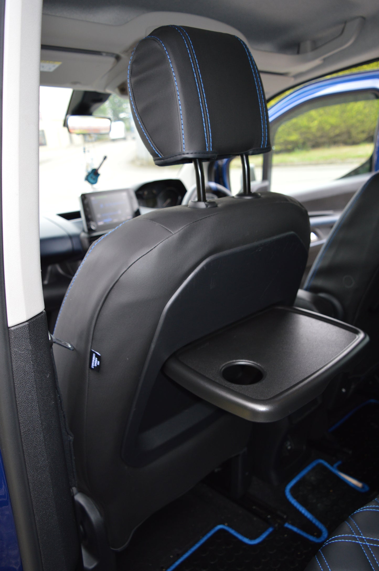 Citroën Berlingo Multispace Seat Covers (2008+) | 5 Seater | Black & Blue Leatherette | Custom Made to Order