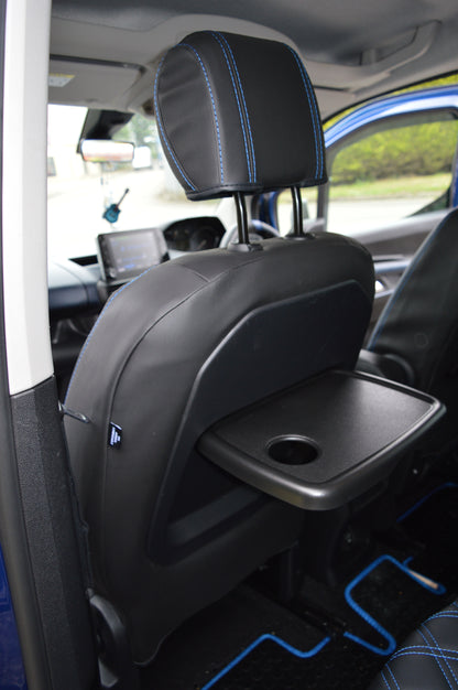 Citroën Berlingo Multispace Seat Covers (2008+) | 5 Seater | Black & Blue Leatherette | Custom Made to Order