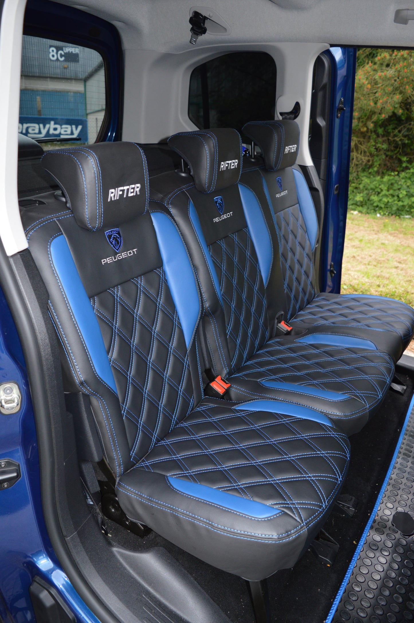 Citroën Berlingo Multispace Seat Covers (2008+) | 5 Seater | Black & Blue Leatherette | Custom Made to Order