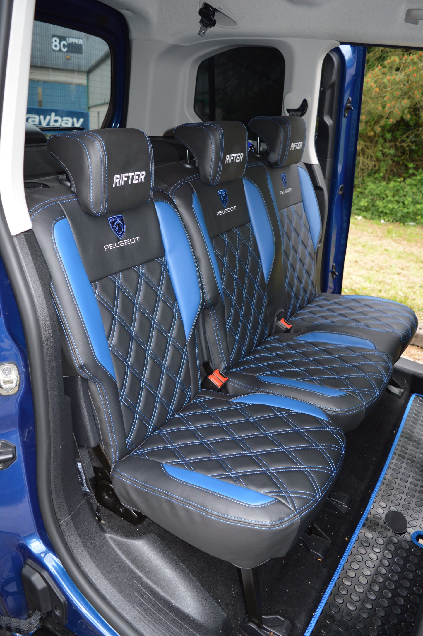 Citroën Berlingo Multispace Seat Covers (2008+) | 5 Seater | Black & Blue Leatherette | Custom Made to Order