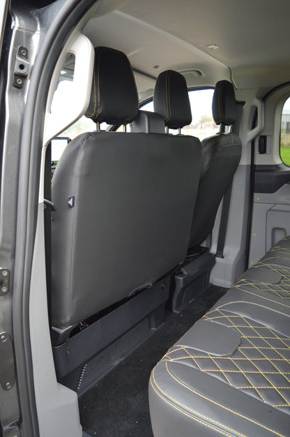 Ford Transit Custom Crew Cab Seat Covers (2024) | Black Leatherette | UK Made to Order