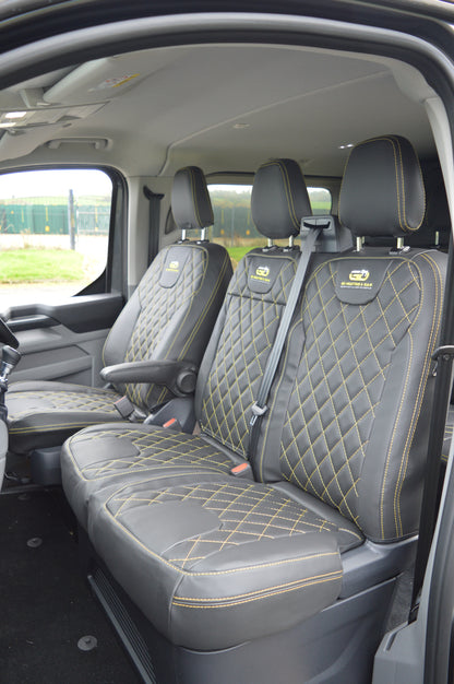 Ford Transit Custom Crew Cab Seat Covers (2024) | Black Leatherette | UK Made to Order