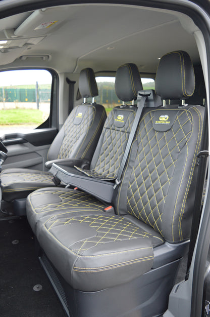 Ford Transit Custom Crew Cab Seat Covers (2024) | Black Leatherette | UK Made to Order
