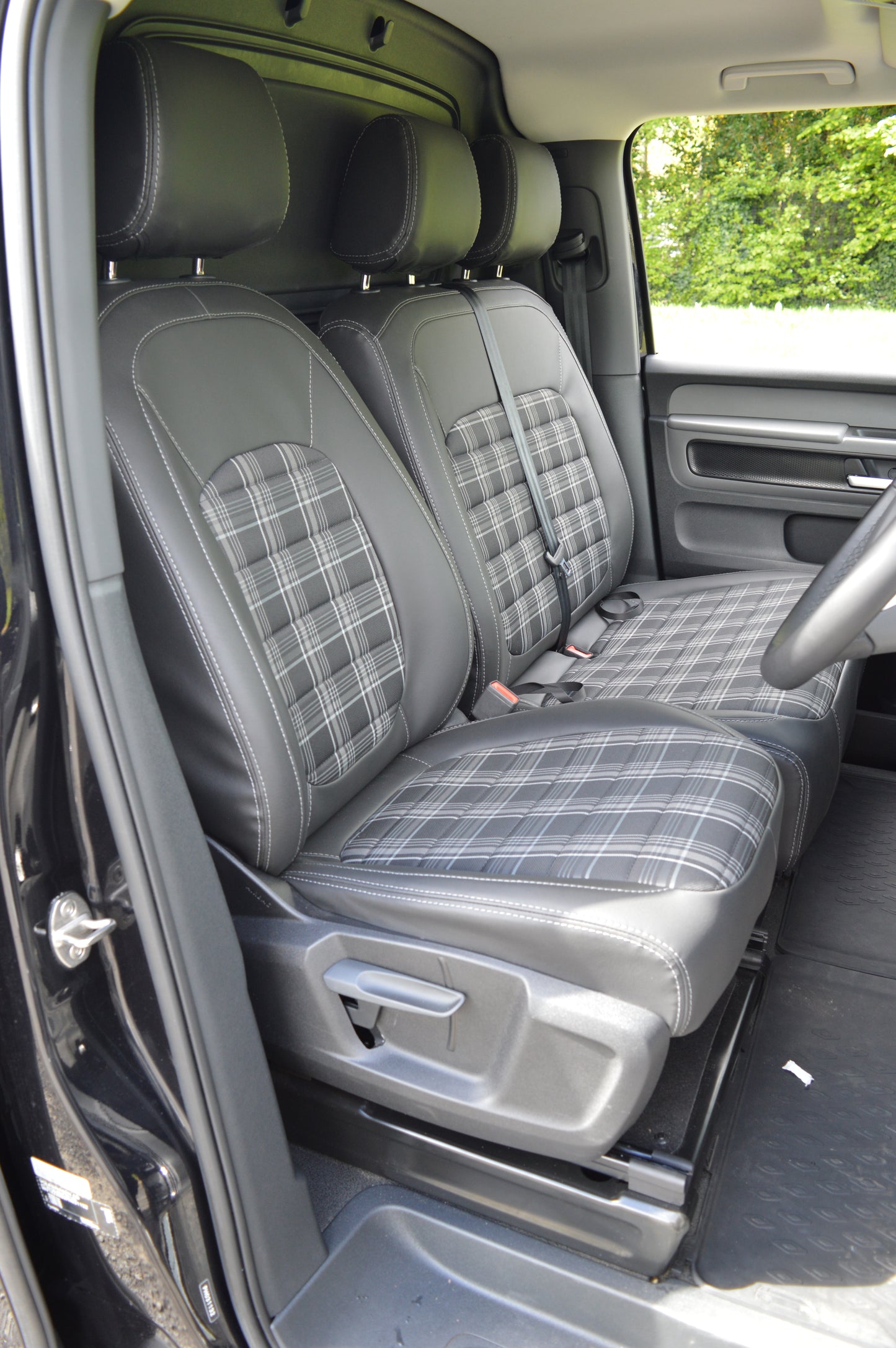Volkswagen ID Buzz Seat Covers | Black Leatherette & GTI Tartan Front Seats