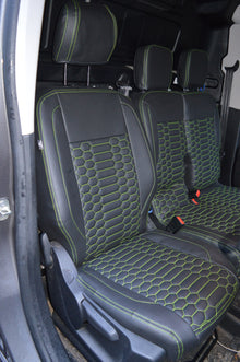 Citroën Berlingo Seat Covers | Black & Lime Green Honeycomb | Waterproof Leatherette | Custom Made to Order