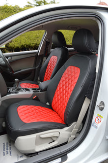 Audi A4 B8 Seat Covers (2008–2015) | Black & Red Leatherette Diamond Stitching | Custom Made to Order