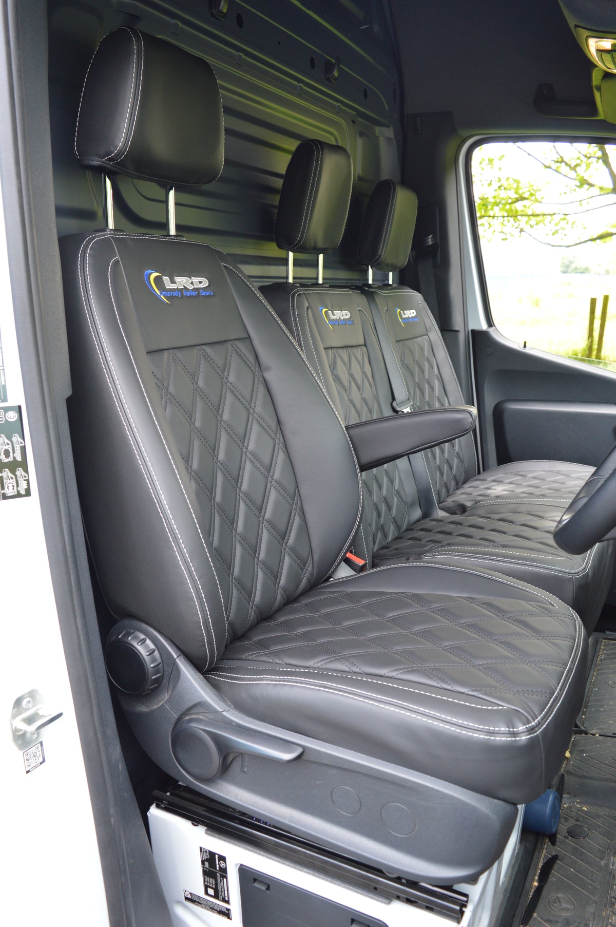 Mercedes Sprinter MK3 (2017 Onwards) Tailored Van Seat Covers – Black Diamond Quilted Leatherette