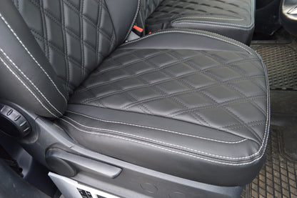 Mercedes Sprinter MK3 (2017 Onwards) Tailored Van Seat Covers – Black Diamond Quilted Leatherette