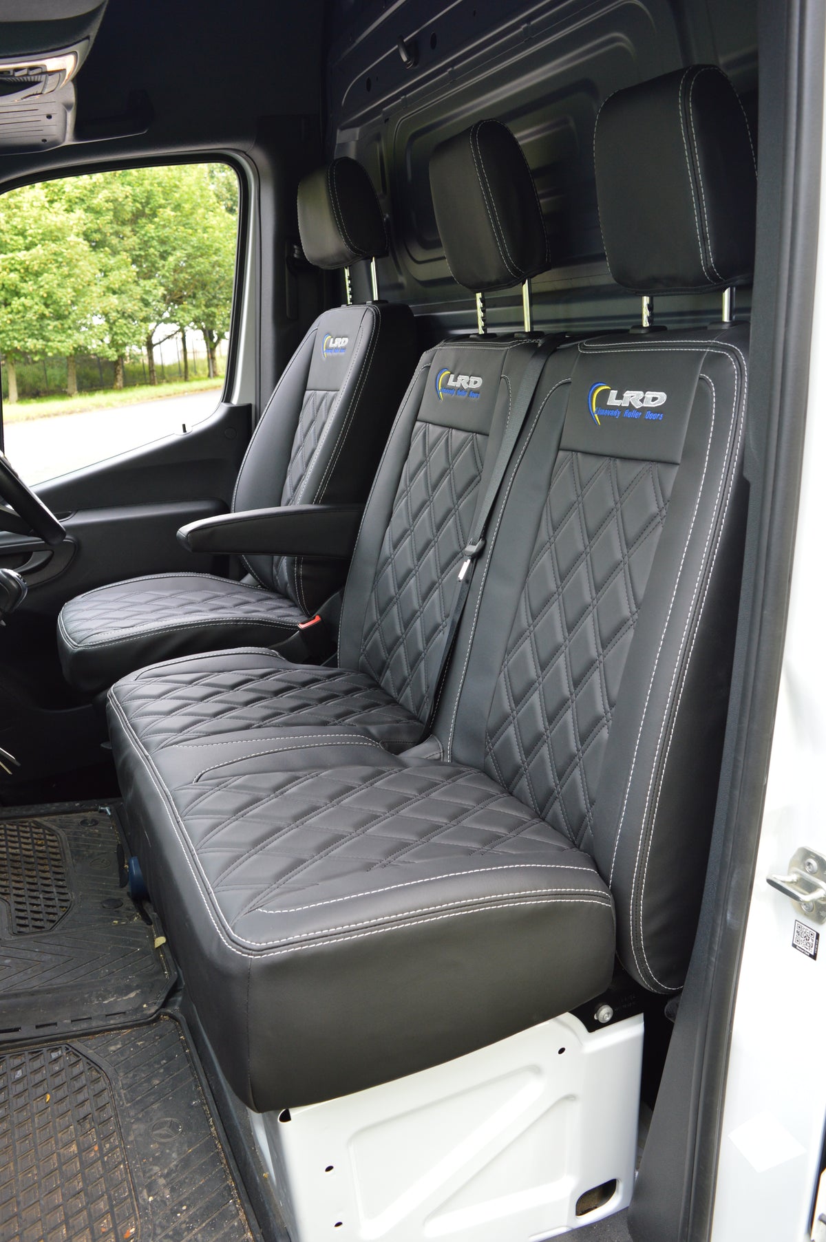 Mercedes Sprinter MK3 (2017 Onwards) Tailored Van Seat Covers – Black Diamond Quilted Leatherette
