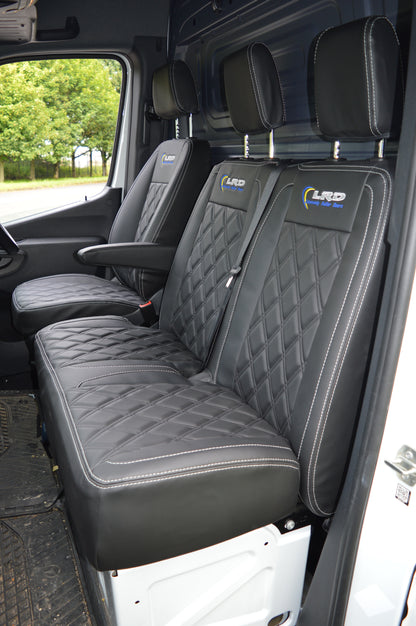 Mercedes Sprinter MK3 (2017 Onwards) Tailored Van Seat Covers – Black Diamond Quilted Leatherette
