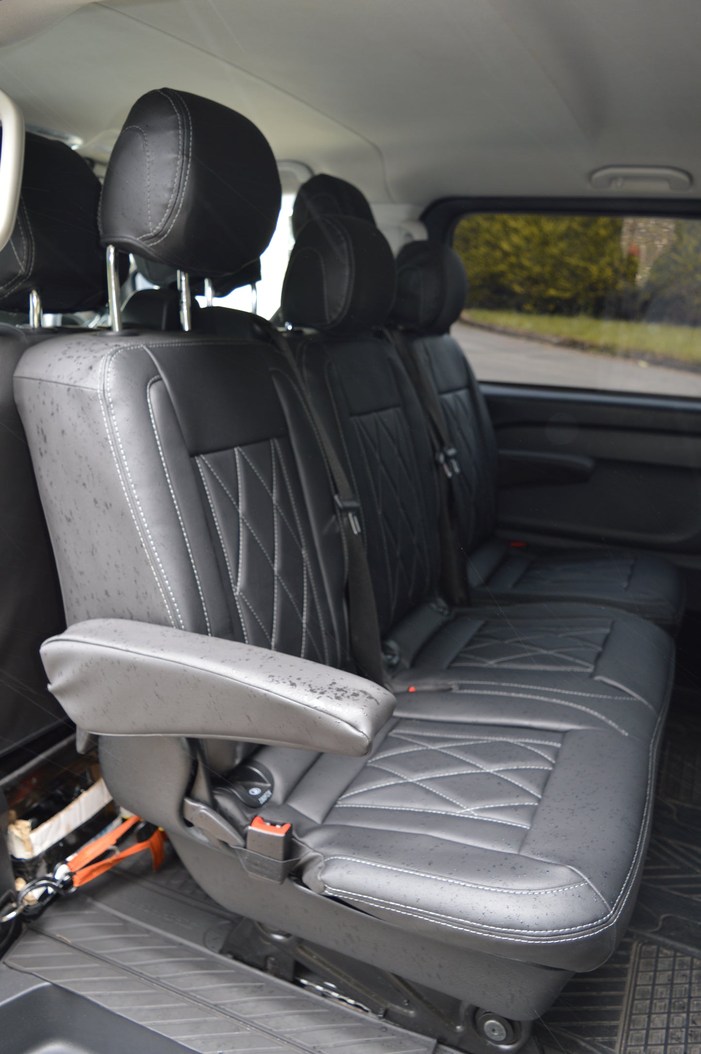 Mercedes Benz Vito W447 9 Seater Seat Covers | Black Diamond Stitched Leatherette
