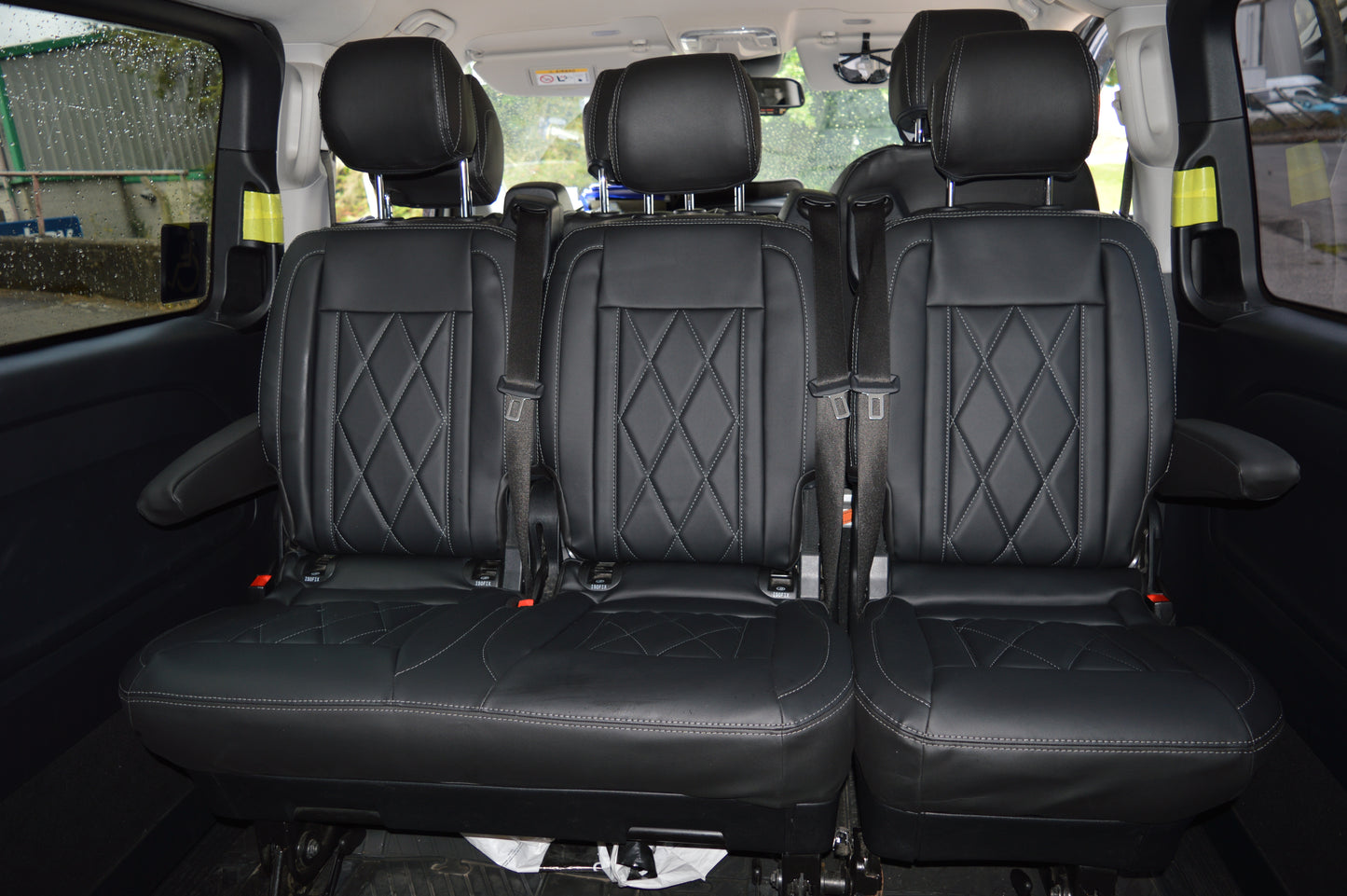 Mercedes Benz Vito W447 9 Seater Seat Covers | Black Diamond Stitched Leatherette