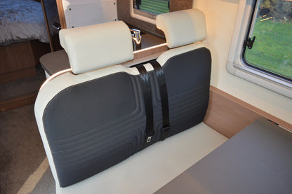 Bürstner Motorhome Seat Covers | Off White Leatherette & Fabric | Custom Made to Order
