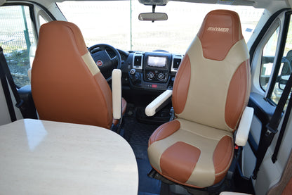Hymer Motorhome Seat Covers | Terracotta & Beige Leatherette | Custom Made to Order