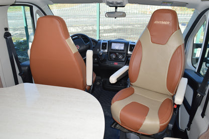 Hymer Motorhome Seat Covers | Terracotta & Beige Leatherette | Custom Made to Order
