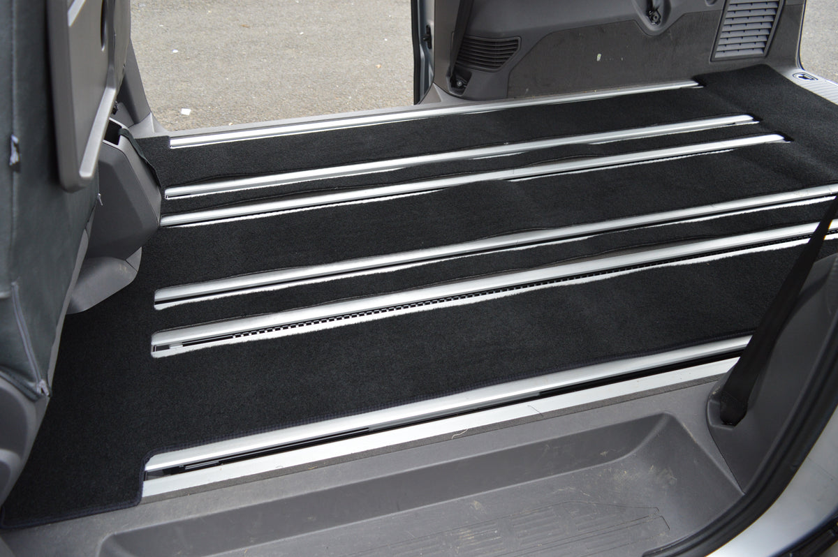 Volkswagen Multivan Tailored Rear Carpet Mat | Black with Multivan Logos | 2019–Present | Made to Order
