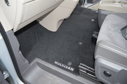 Volkswagen Multivan Tailored Rear Carpet Mat | Black with Multivan Logos | 2019–Present | Made to Order
