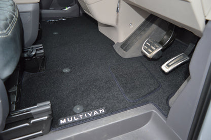 Volkswagen Multivan Tailored Rear Carpet Mat | Black with Multivan Logos | 2019–Present | Made to Order
