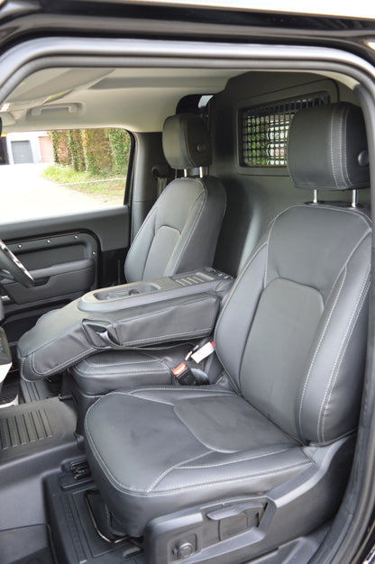 Land Rover Defender 2020+ Custom Front Seat Covers – Black Leatherette with DTS