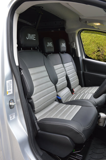 Citroën Berlingo Seat Covers (2008–2018) | Black & Grey Leatherette | Custom Made to Order