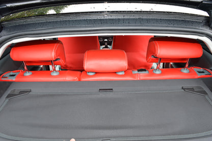 Audi A3 8P Seat Covers (2003–2012) | Red & Black Leatherette Silver Diamond Stitching | Custom Made to Order
