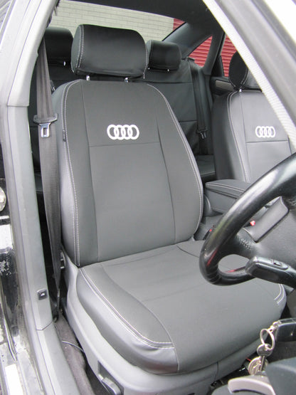 Audi A6 4B Seat Covers (1997–2004) | Black Leatherette & Silver Stitching | Custom Made to Order