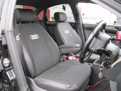 Audi A6 4B Seat Covers (1997–2004) | Black Leatherette & Silver Stitching | Custom Made to Order