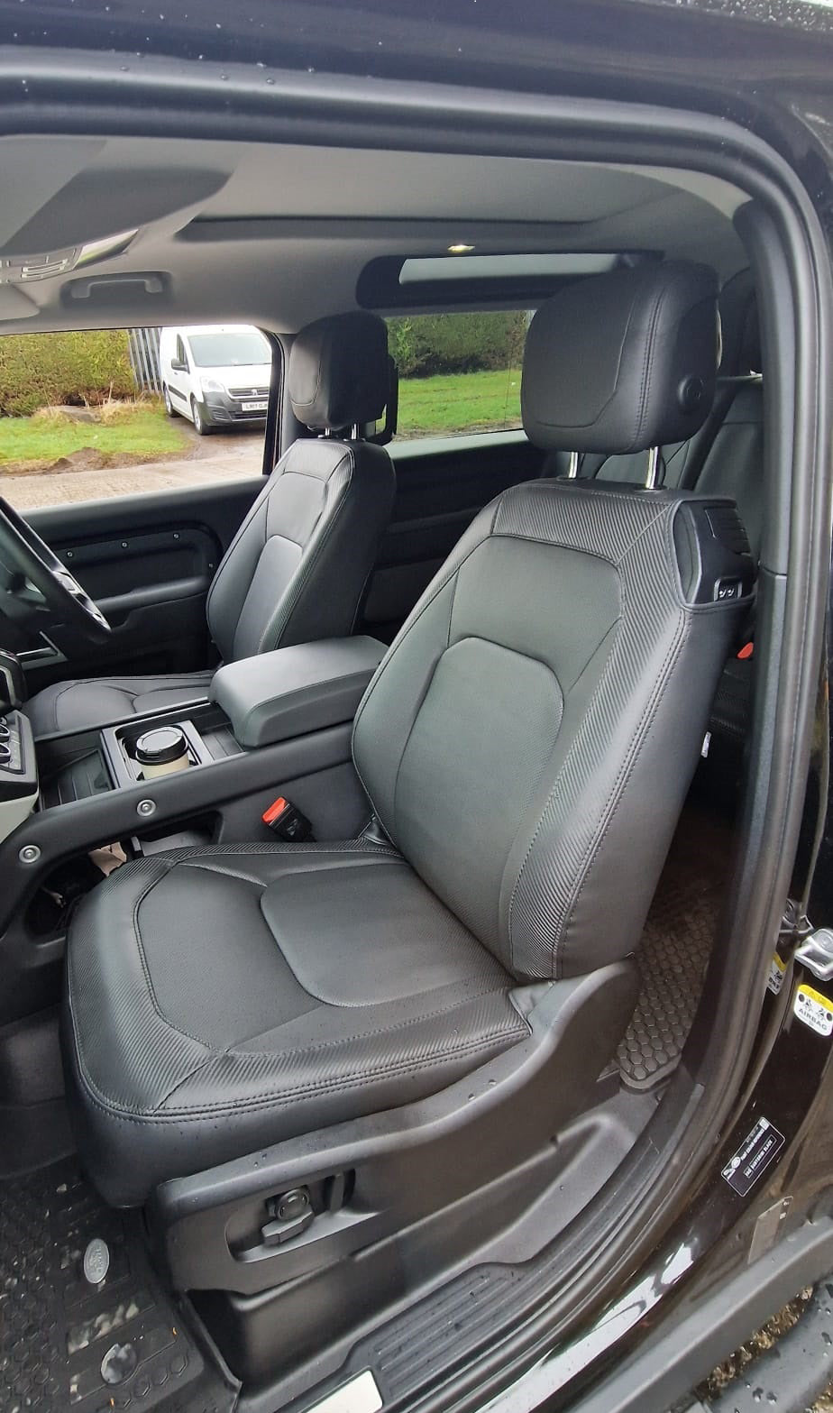 Land Rover Defender SWB 2020 onwards Black leatherette with carbon fibre inserts - 5 Seater