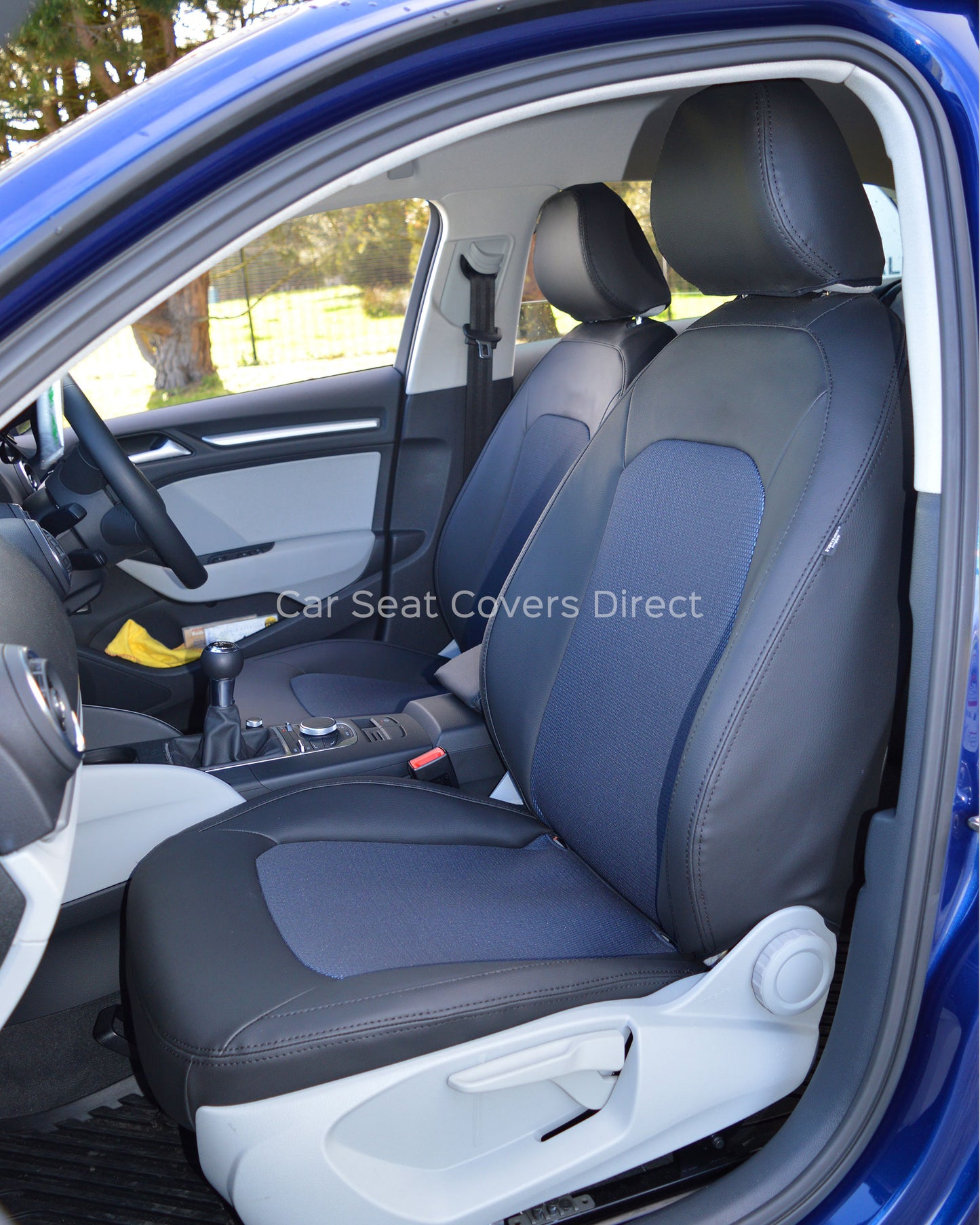 Audi A3 - Black & Lazer Blue Centres with logos