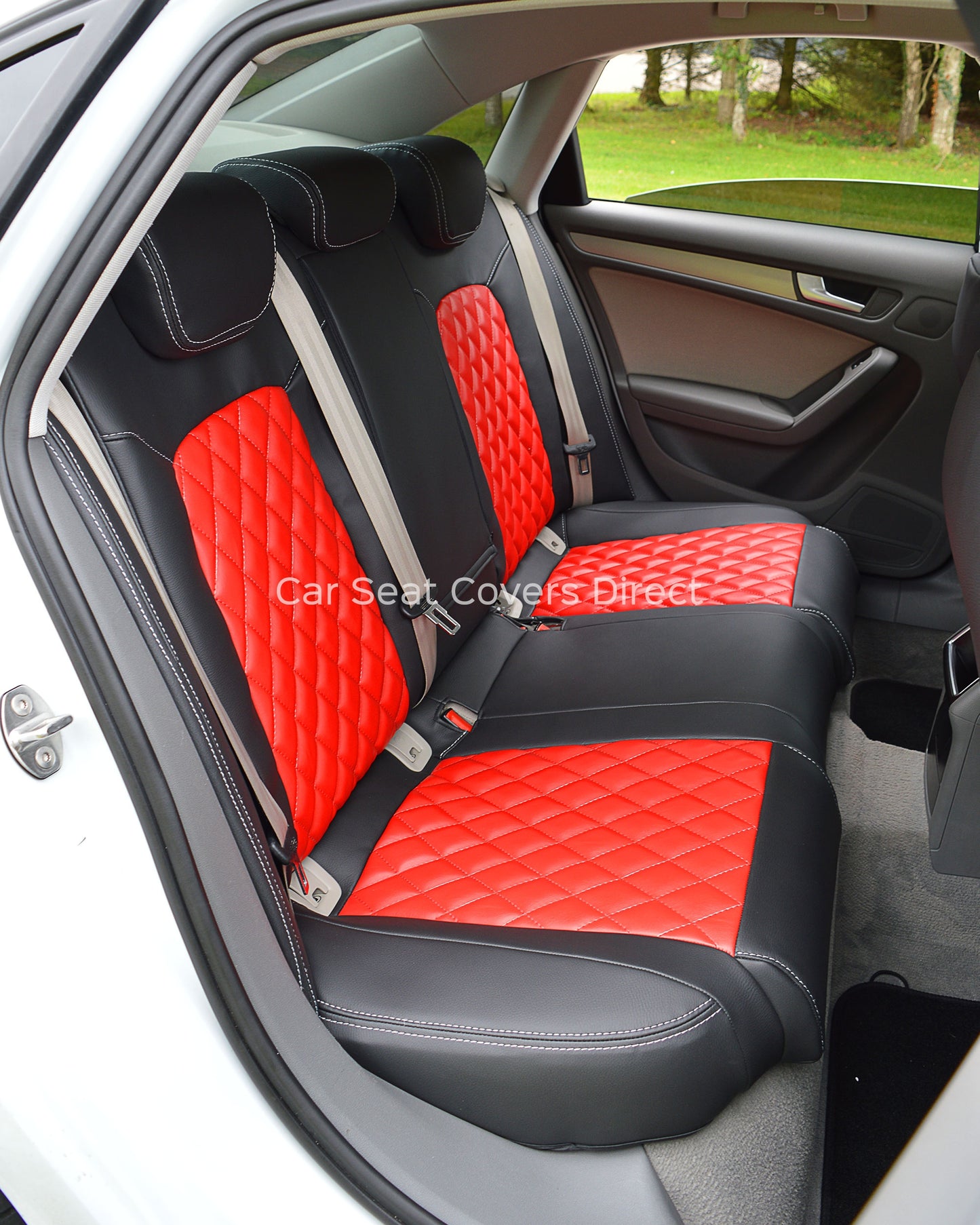 Audi A4 B8 - Black & Red Leatherette Diamonds