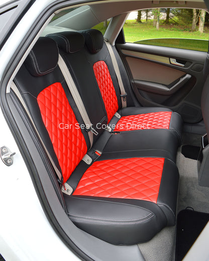 Audi A4 B8 - Black & Red Leatherette Diamonds
