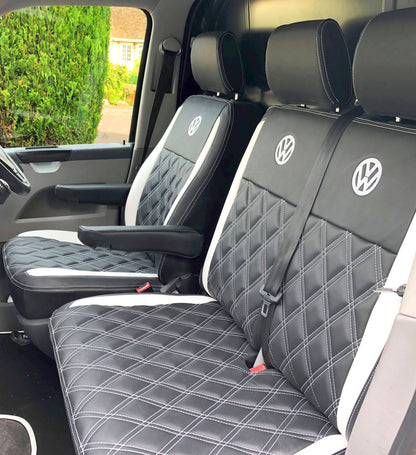 Volkswagen Transporter T5 Diamonds - Black with White Inserts VW Logos