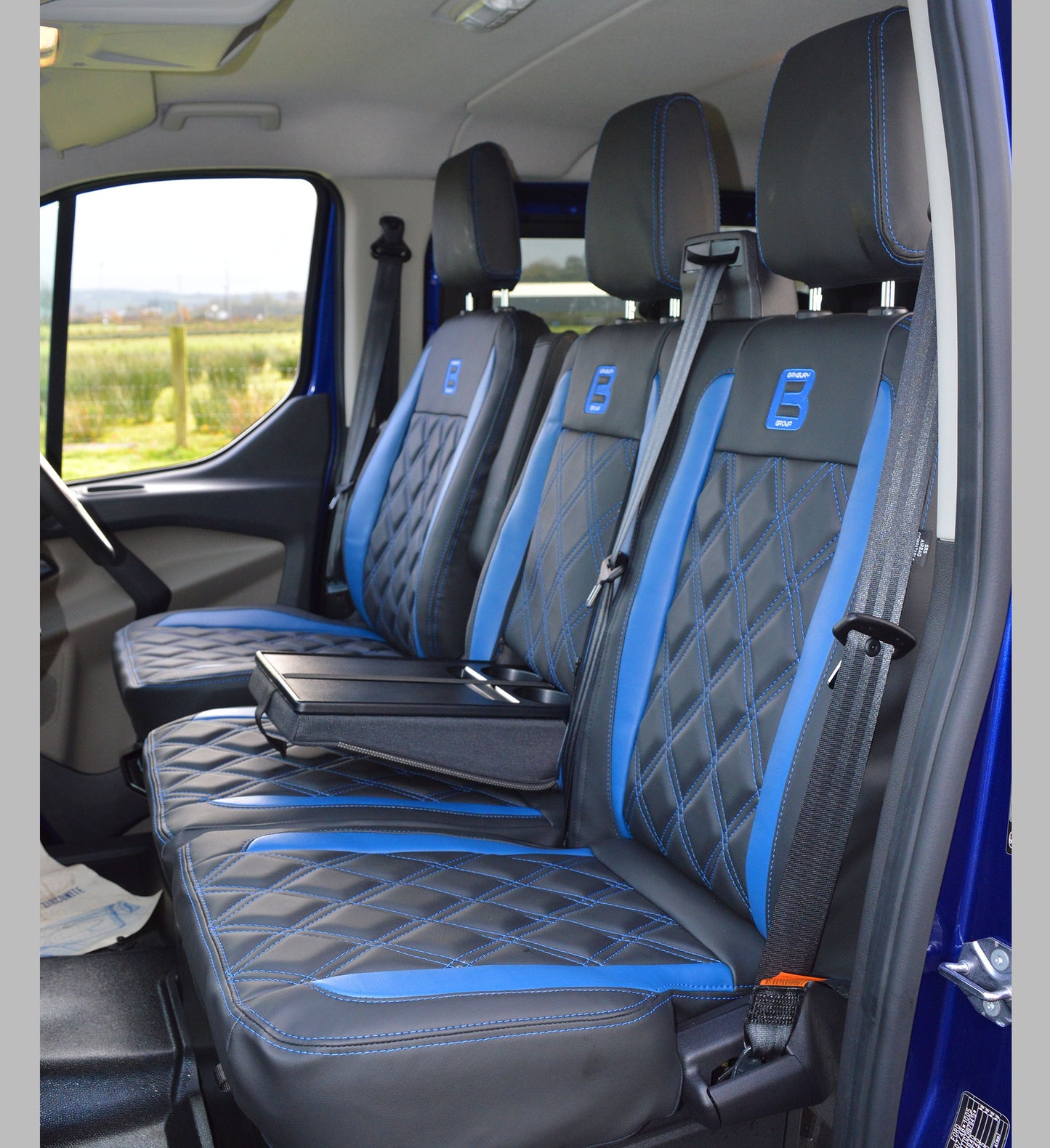 Ford Transit - Diamond Quilting Blue Stitching