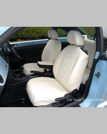 Volkswagen VW NEW Beetle Tailored Seat Covers - Creme Leatherette with matching piping