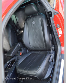 Volkswagen VW NEW Beetle Tailored Seat Covers - Black PVC with Grey Stitching