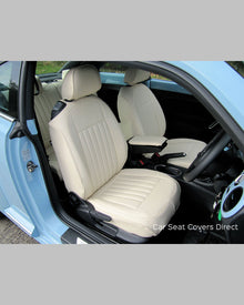 Volkswagen VW NEW Beetle Tailored Seat Covers - Creme Leatherette with matching piping