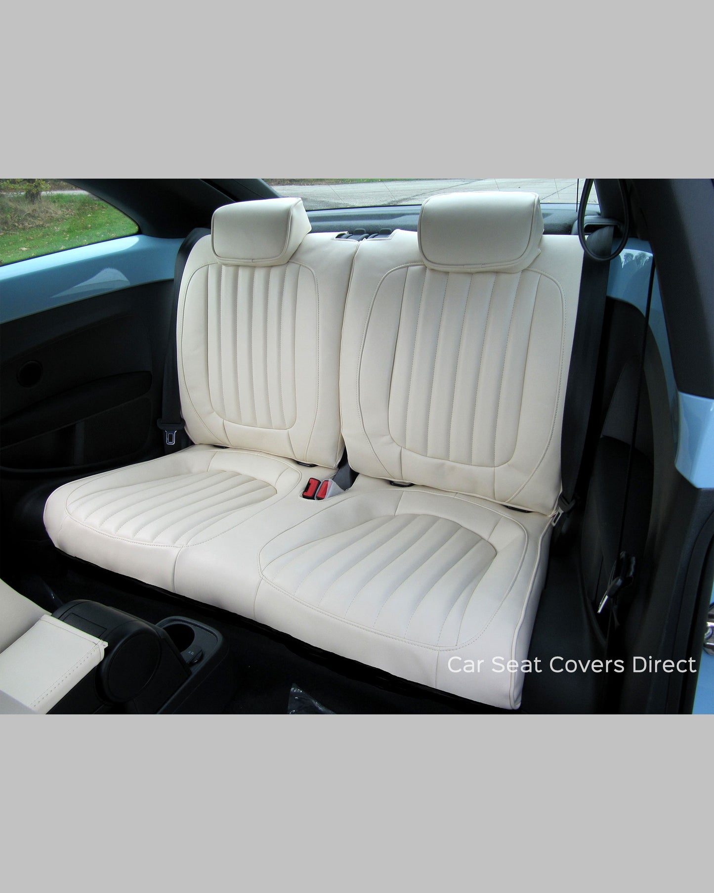 Volkswagen VW NEW Beetle Tailored Seat Covers - Creme Leatherette with matching piping