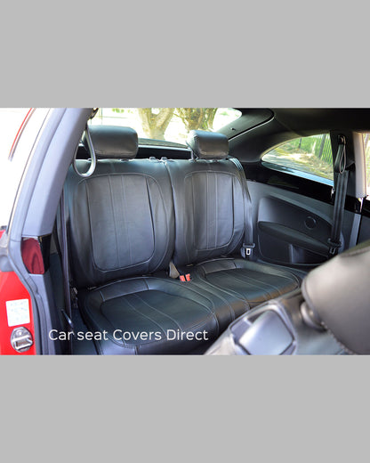 Volkswagen VW NEW Beetle Tailored Seat Covers - Black PVC with Grey Stitching