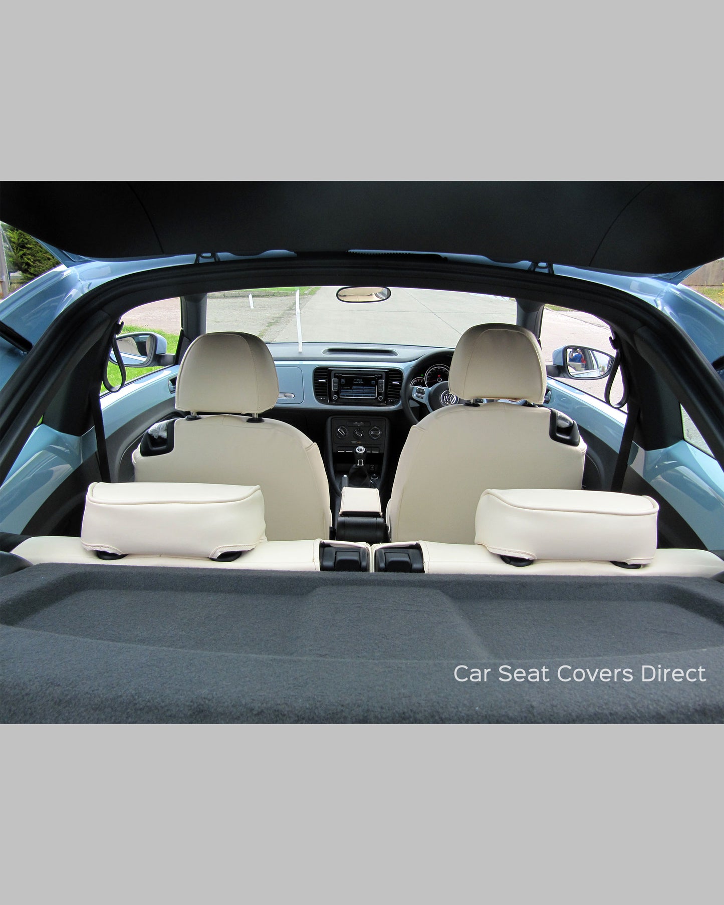 Volkswagen VW NEW Beetle Tailored Seat Covers - Creme Leatherette with matching piping