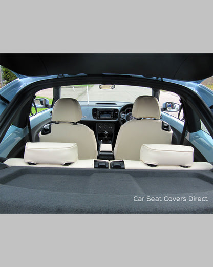 Volkswagen VW NEW Beetle Tailored Seat Covers - Creme Leatherette with matching piping
