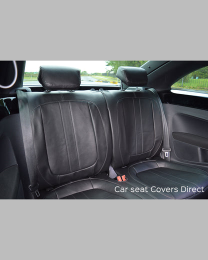 Volkswagen VW NEW Beetle Tailored Seat Covers - Black PVC with Grey Stitching