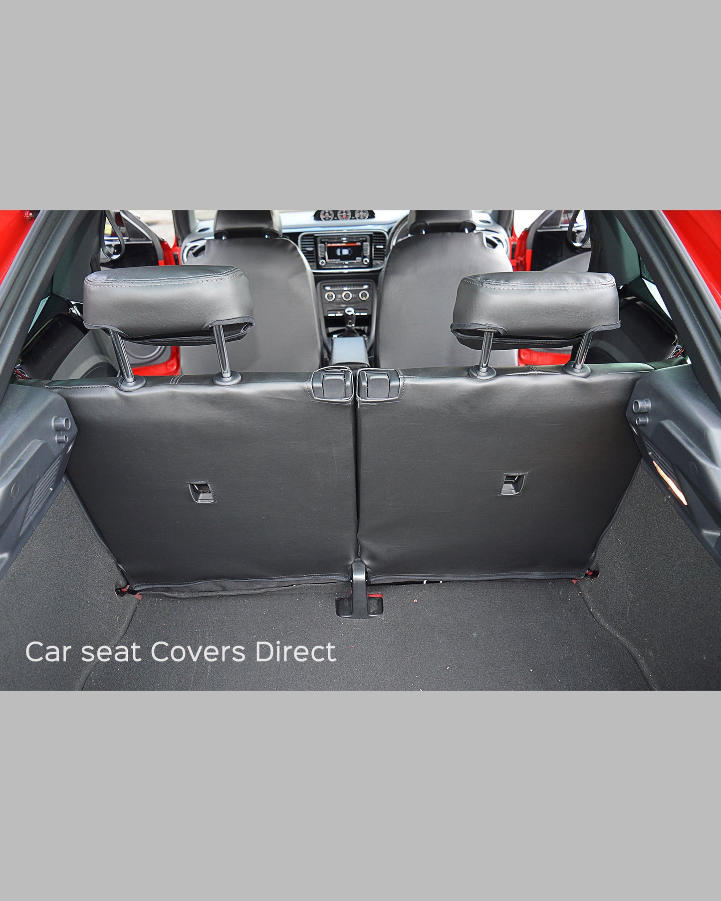 Volkswagen VW NEW Beetle Tailored Seat Covers - Black PVC with Grey Stitching