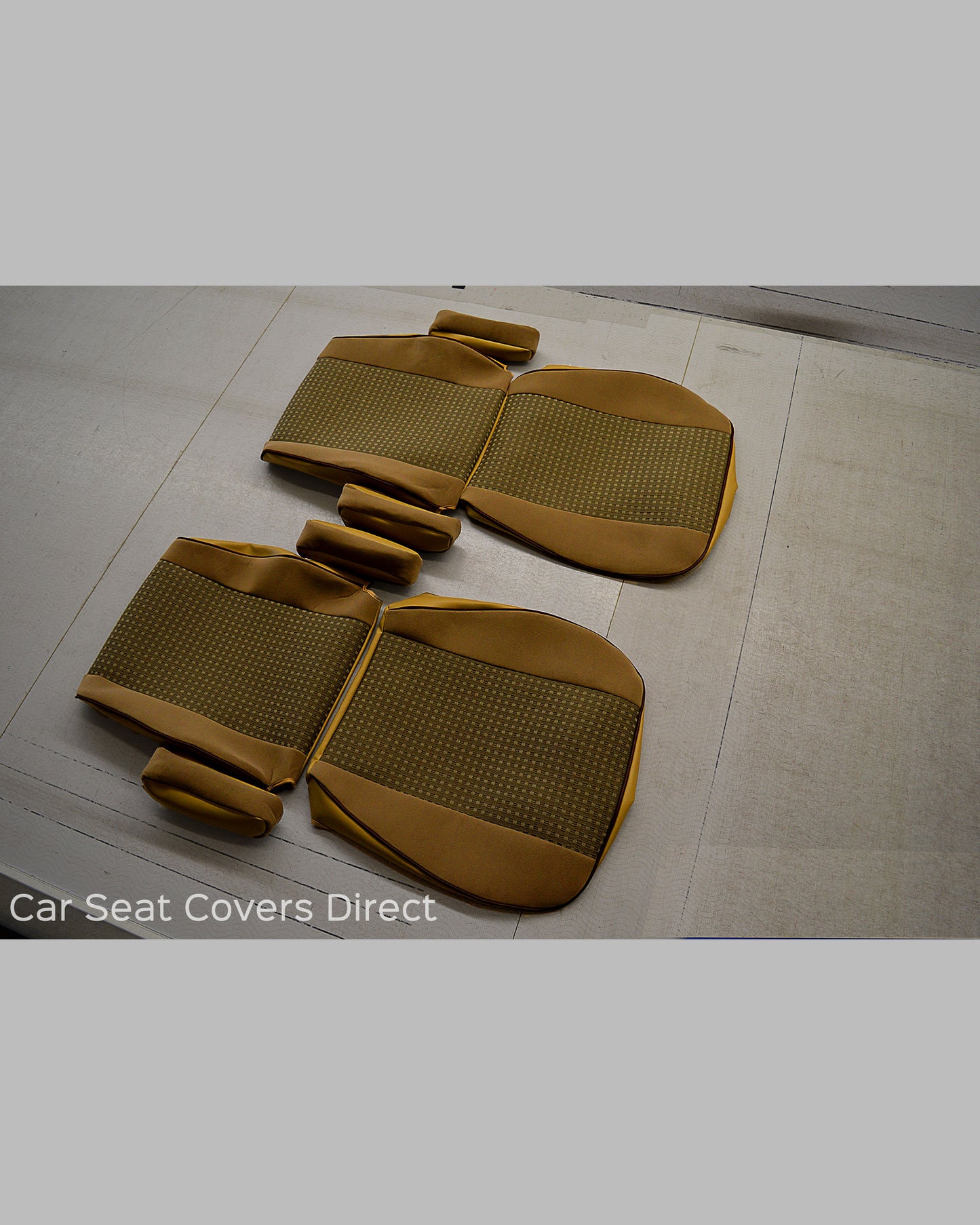 Volkswagen VW T25 / T3 Tailored Van Seat Covers - CHESS & BEIGE FABRIC