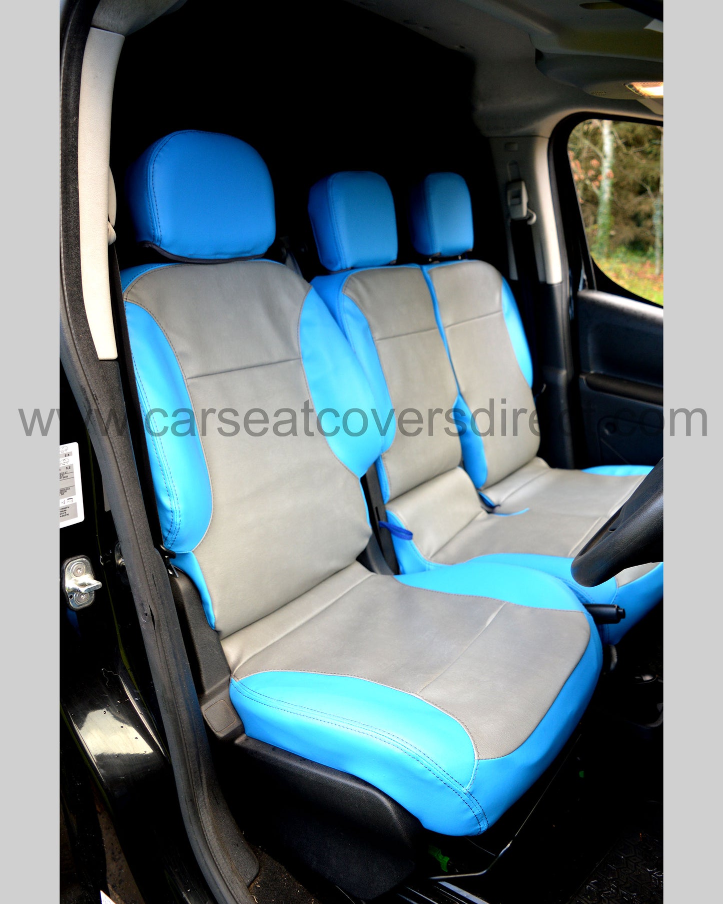 Peugeot Partner Seat Covers - Blue with Grey Centres