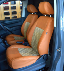 Volkswagen VW Caddy Tailored Van Seat Covers - Tan with Beige Diamond Inserts