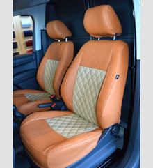Volkswagen VW Caddy Tailored Van Seat Covers - Tan with Beige Diamond Inserts
