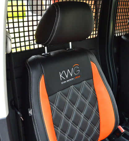 Volkswagen VW Caddy Tailored Van Seat Covers - Black & Orange Inserts